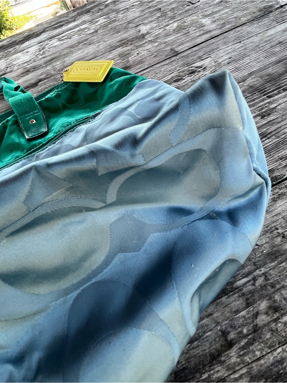 Coach Green and Blue Signature Tote Bag clean inside/ weekender bag - Picture 2 of 13